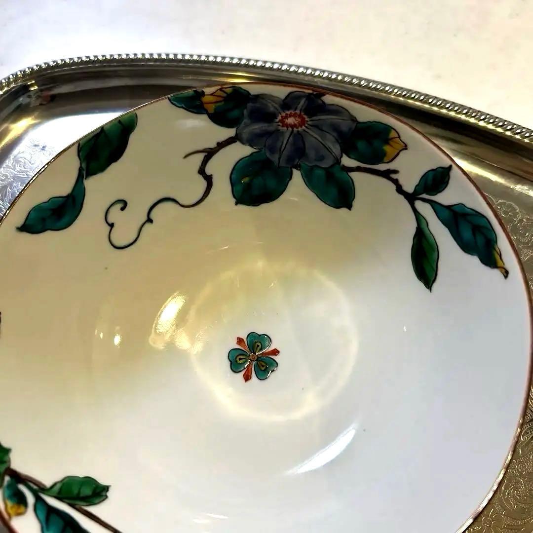 希少　三代　三ツ井為吉　九谷焼　色絵鉄線 花　18センチ　鉢　盛鉢　名工　鉄線