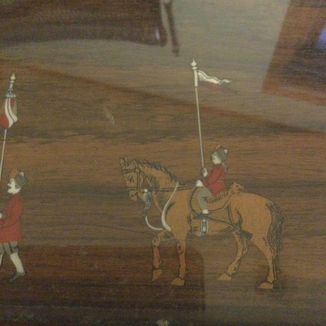 紫檀、唐木、インド製、大名行列のパネル