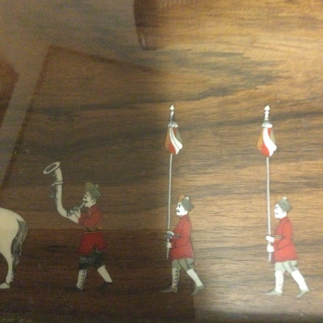 紫檀、唐木、インド製、大名行列のパネル