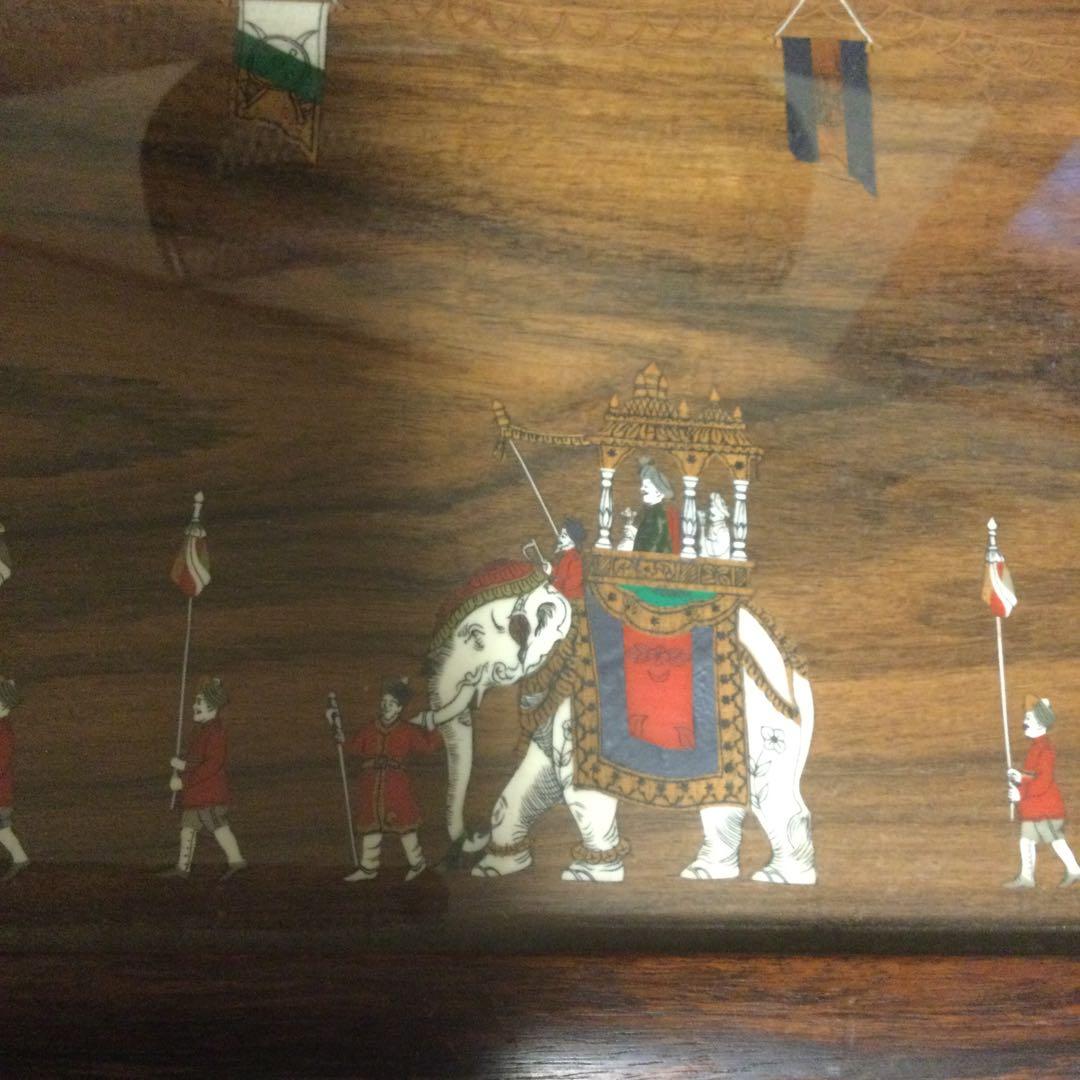 紫檀、唐木、インド製、大名行列のパネル