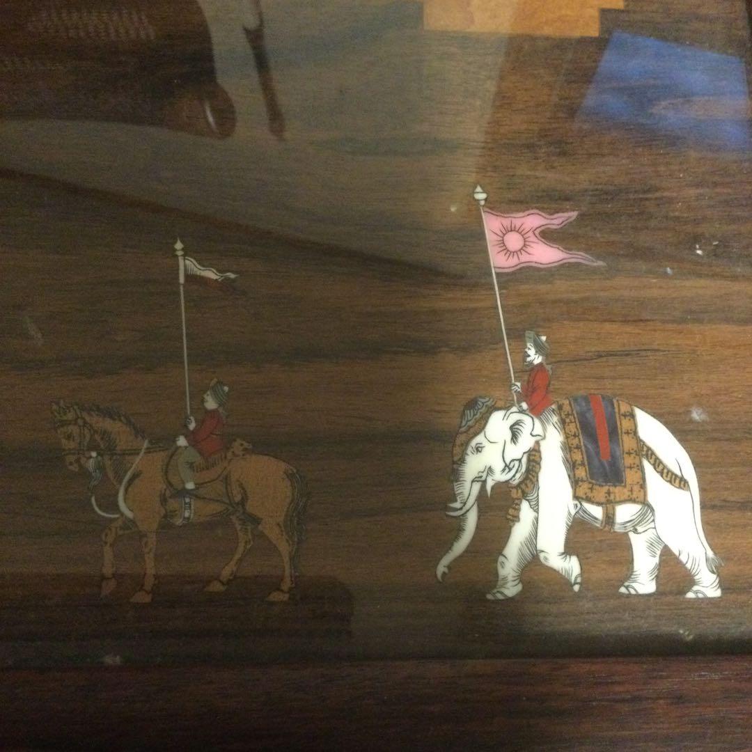 紫檀、唐木、インド製、大名行列のパネル