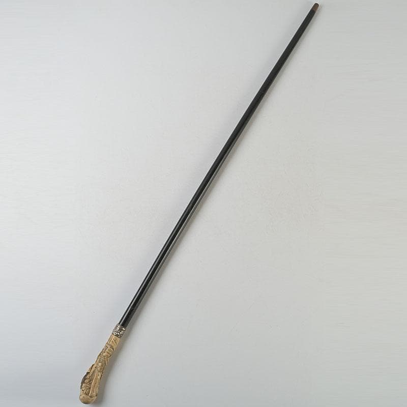 中国　獣骨彫刻　人物文　杖　長さ約93㎝　D　R9135H