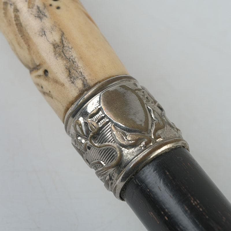 中国　獣骨彫刻　人物文　杖　長さ約93㎝　D　R9135H