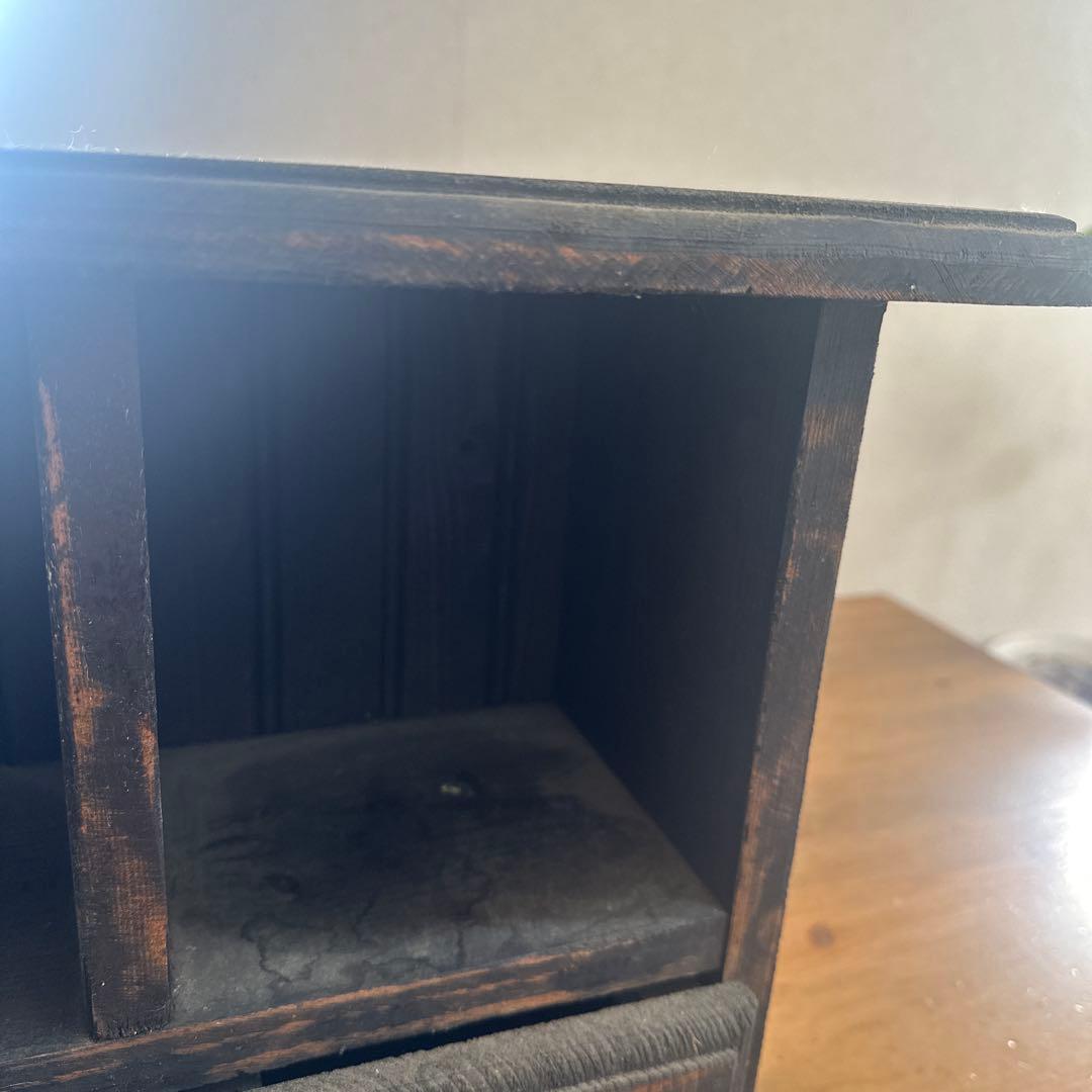 コーハウス購入 木製シェルフダークブラウン 収納付 アンファン アンティーク調