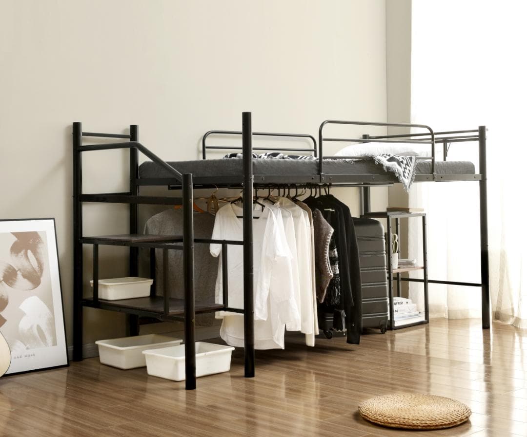 【パイプ床板・Sシングル】ロフトベッド パイプベッド シングル 耐荷重150kg