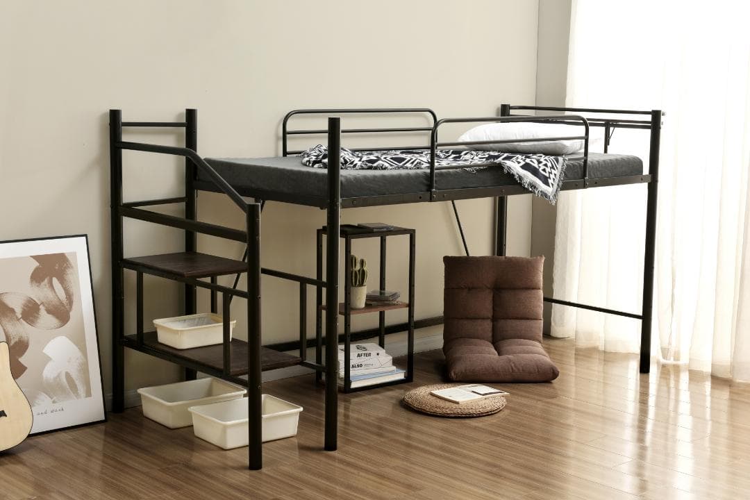 【パイプ床板・Sシングル】ロフトベッド パイプベッド シングル 耐荷重150kg