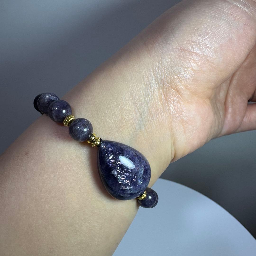 一点物　天然石　ハンドメイドブレス　アイオライト　サンストーン　ブラッドショット