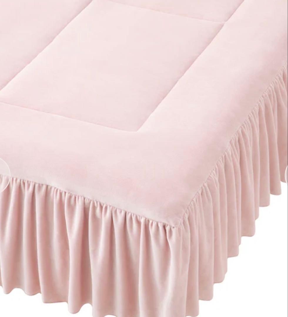 新品フランフラン　WARMY アルガンオイル加工 フリル ベッドパッド ダブル