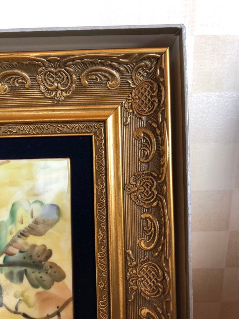 ノリタケ　陶版　額　アオカケス　ハンドペイント