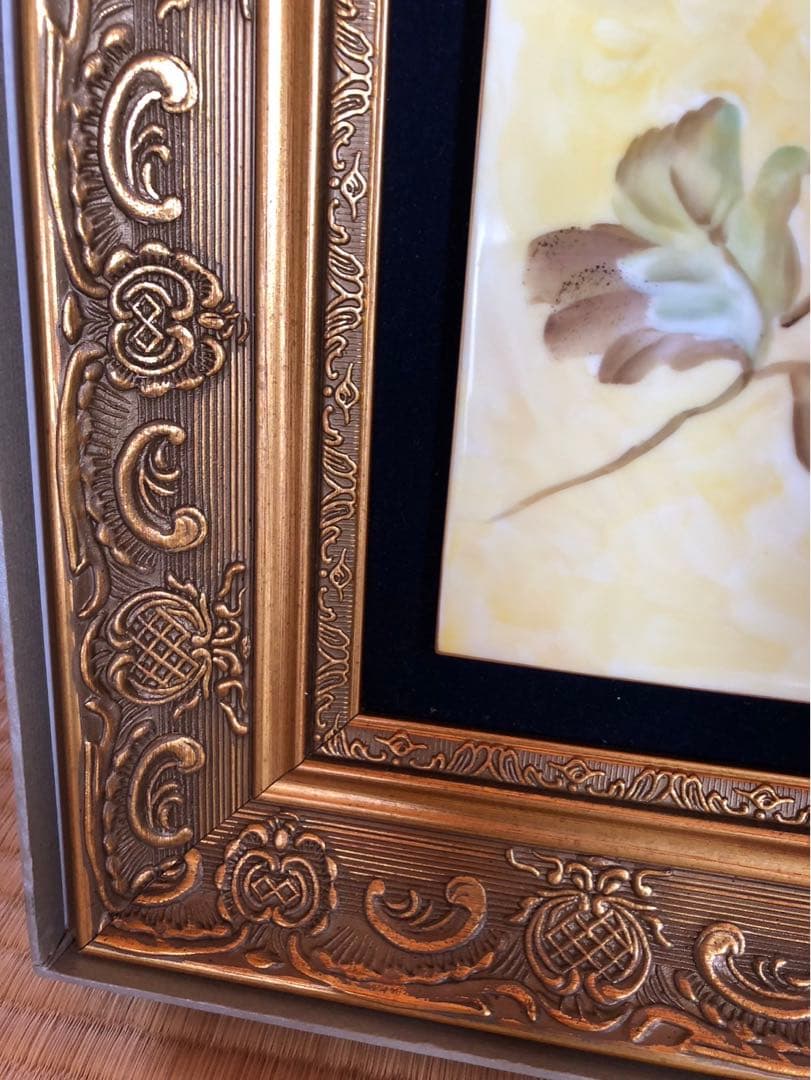 ノリタケ　陶版　額　アオカケス　ハンドペイント