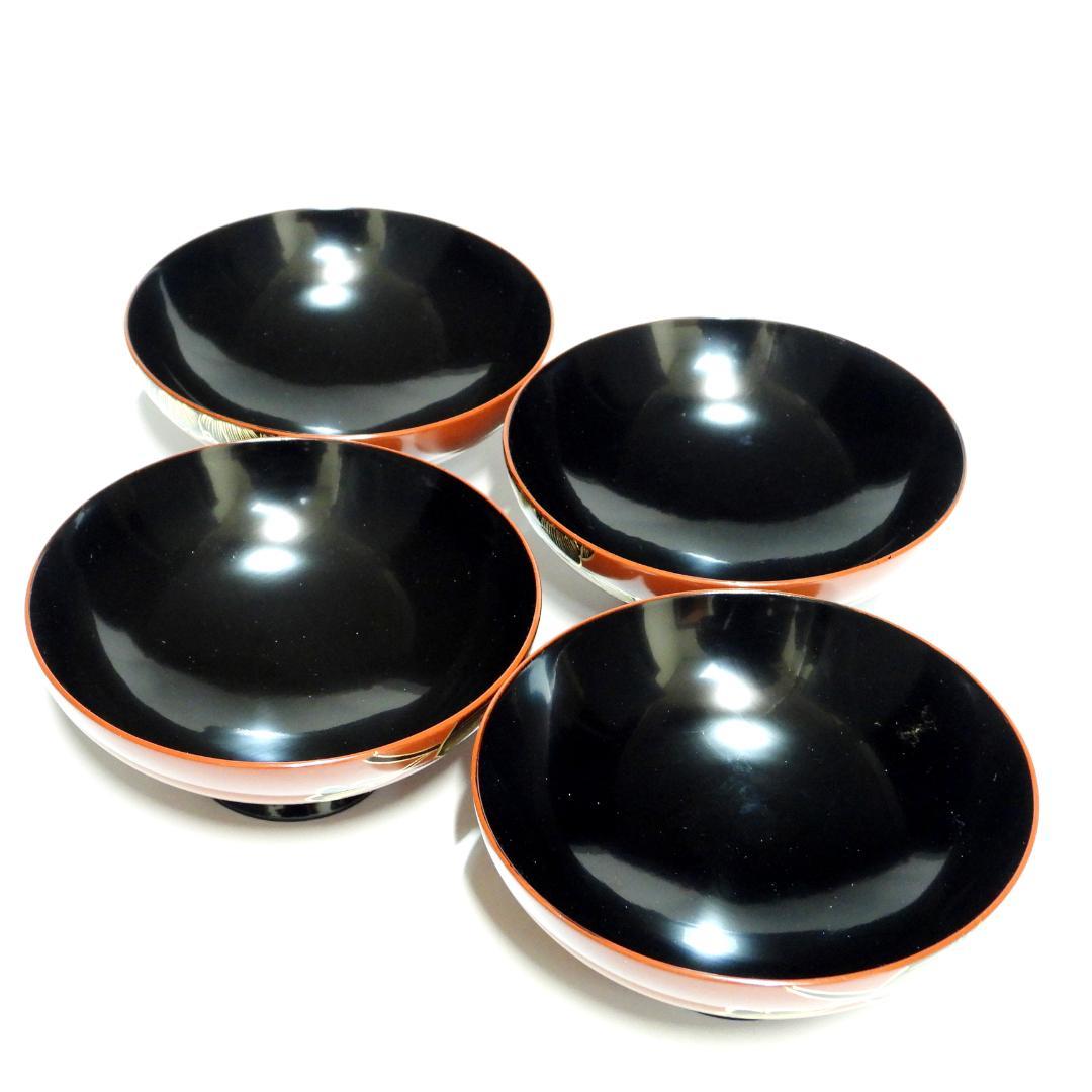 漆器 輪島塗 金蒔絵牡丹 木製 蓋付椀 お煮物椀 吸物椀 4客 共箱の通販