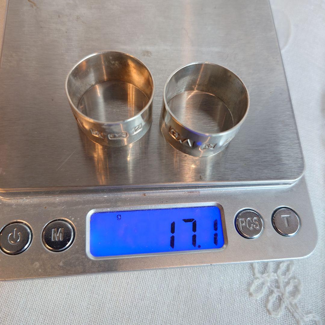 イギリス　シルバー　ナプキンリング　2個セット　純銀製　17.1g