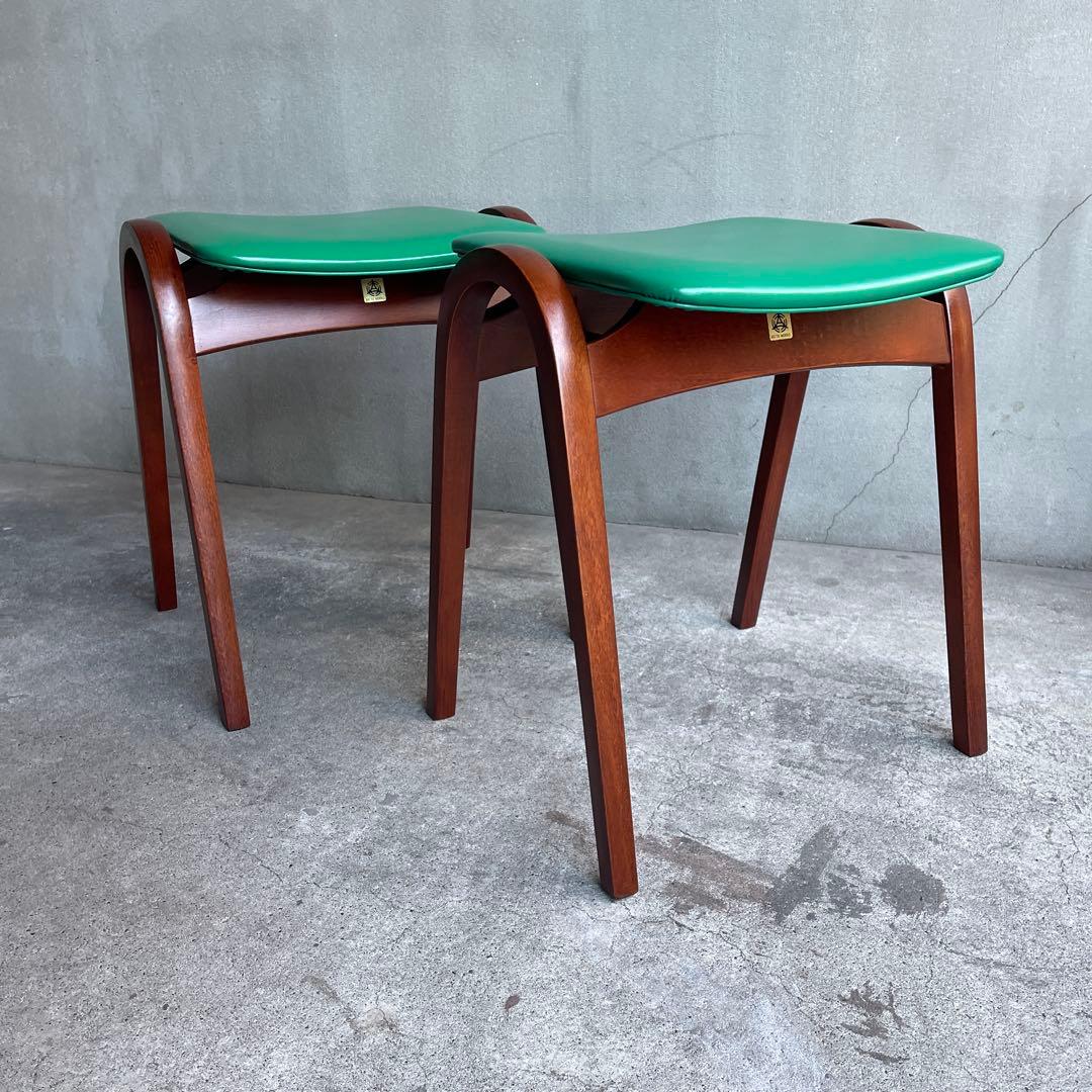 美品　秋田木工　スタッキング スツール 剣持勇　2脚