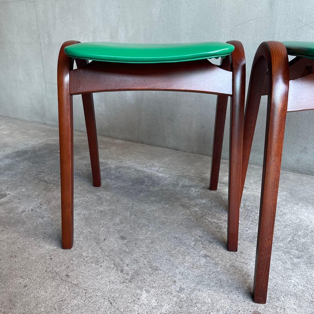 美品　秋田木工　スタッキング スツール 剣持勇　2脚