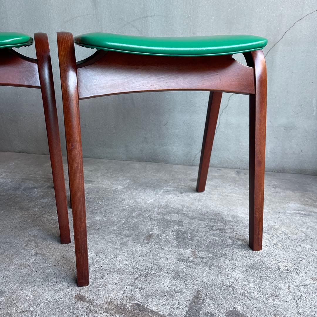 美品　秋田木工　スタッキング スツール 剣持勇　2脚