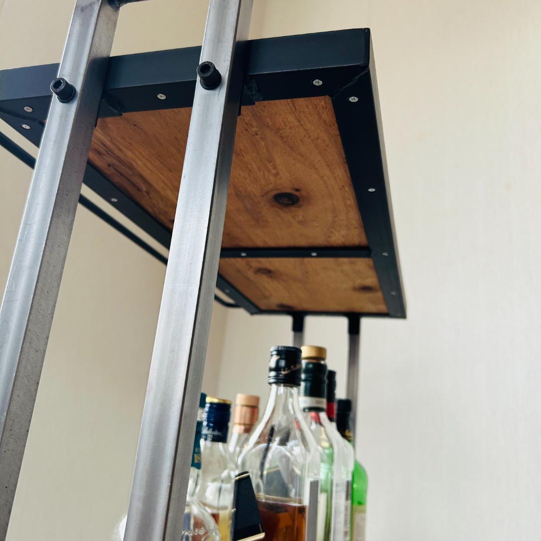 一点物　男前　インダストリアル　アイアンバーワゴン　ウィスキーラック　重厚溶接