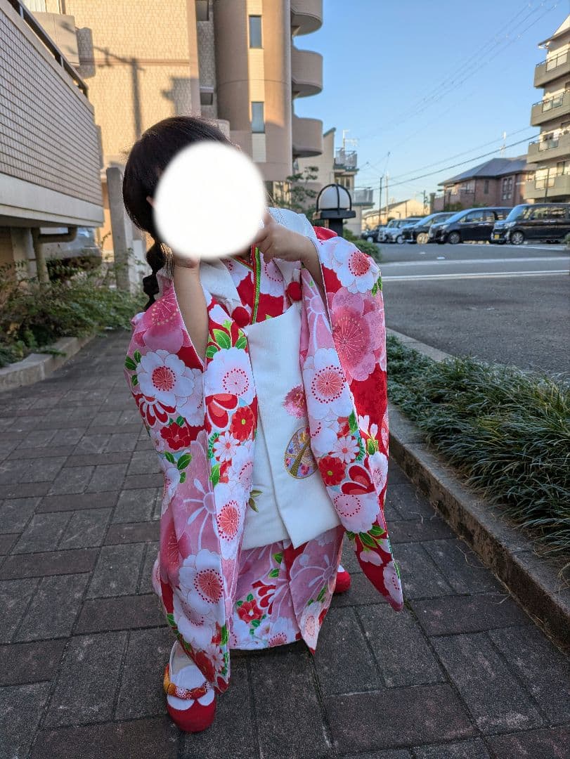 七五三 着物セット 花柄 赤 ピンク