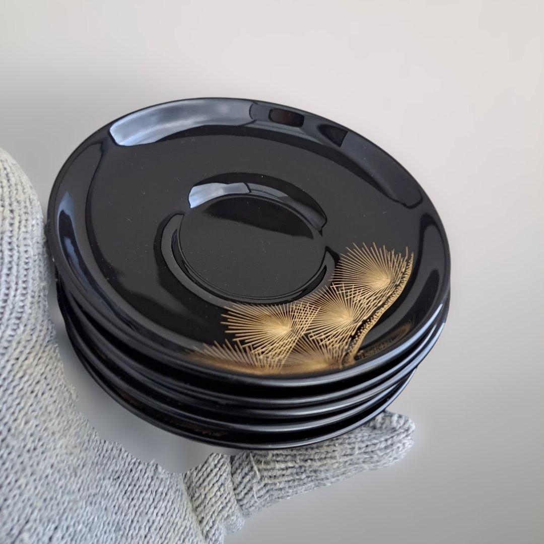 【輪島塗　老舗大雅堂　おもてなし揃】布着本堅地　枝松沈金　鏡面　黒塗　長期保管品