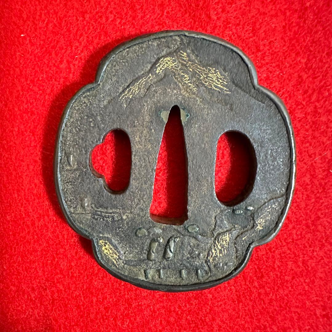 鉄地　金象嵌刀装具 鍔 刀鍔 骨董品 鉄地 鐔 武具　鉄瓶蓋 10個セット