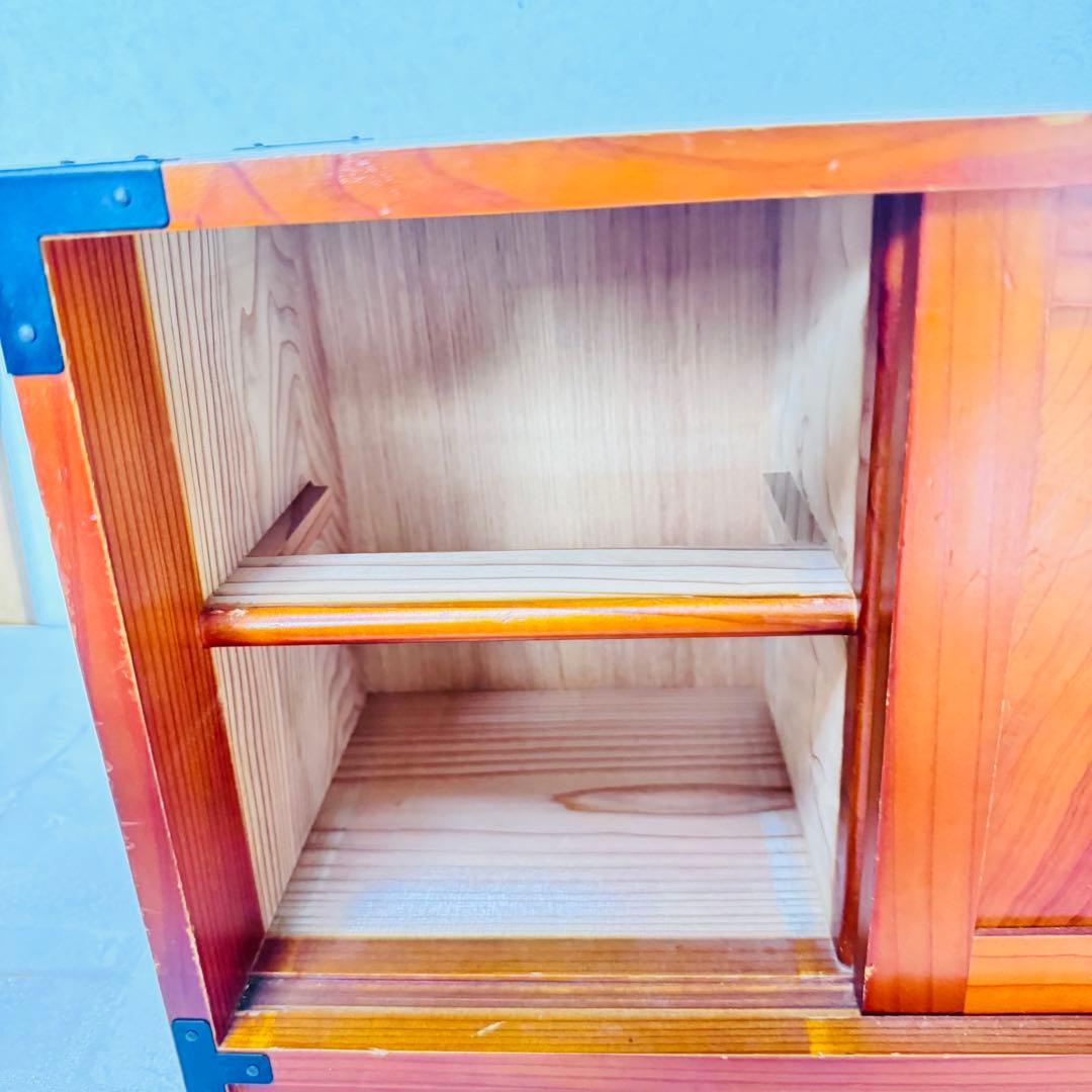 美品 天然木 小箪笥 3段 卓上収納 内装・縁起の良い赤 時代家具 アンティーク