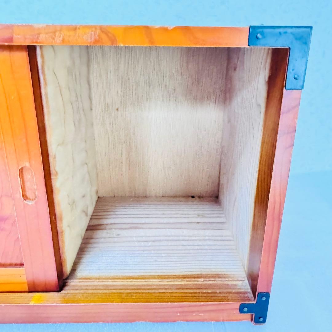 美品 天然木 小箪笥 3段 卓上収納 内装・縁起の良い赤 時代家具 アンティーク