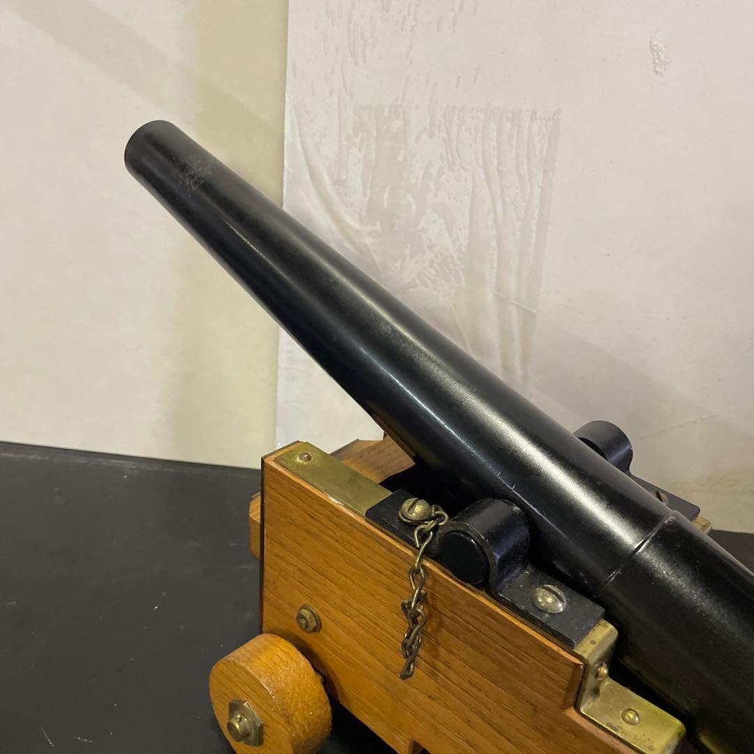 真鍮 木製大砲オーナメントデスクウェイトキャノンミリタリアモデル　海軍　短砲