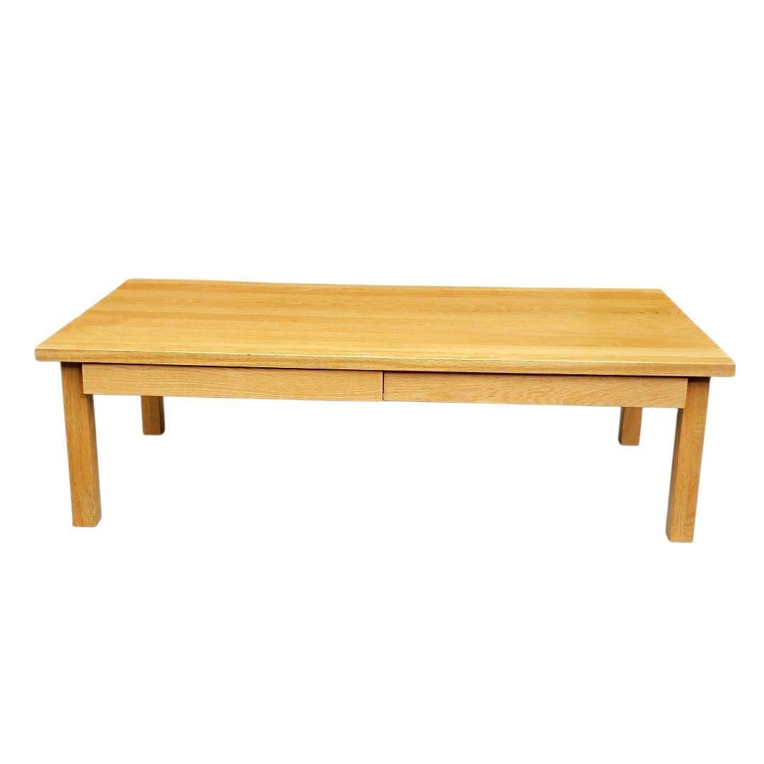 無印良品 木製ローテーブル 引出付 オーク材 ナチュラル 無垢材 文机 デスク