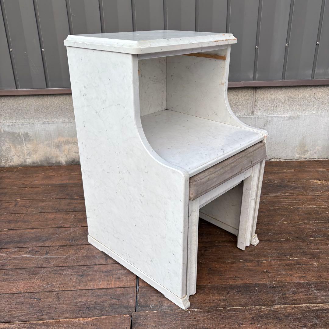 C1北欧レトロ カリモク家具 木製ドレッサーテーブル 収納椅子付きサイドテーブル