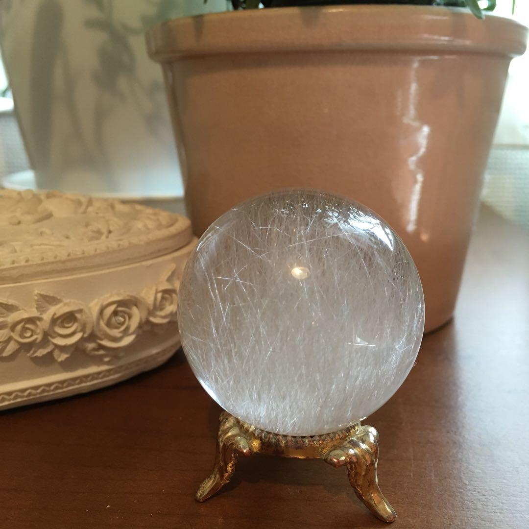 【最高品質】キャッツアイホワイトルチルクオーツ丸玉