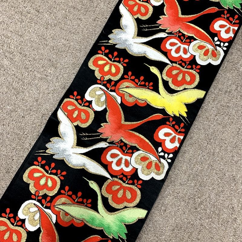 511ag12□七五三 七歳 女児 着物&袋帯&長襦袢 金彩 地紋 鶴□状態良好