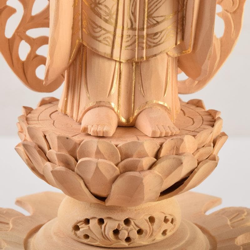 仏教美術　柘植彫刻　西立弥陀像　仏像　華鬘台　C　9122