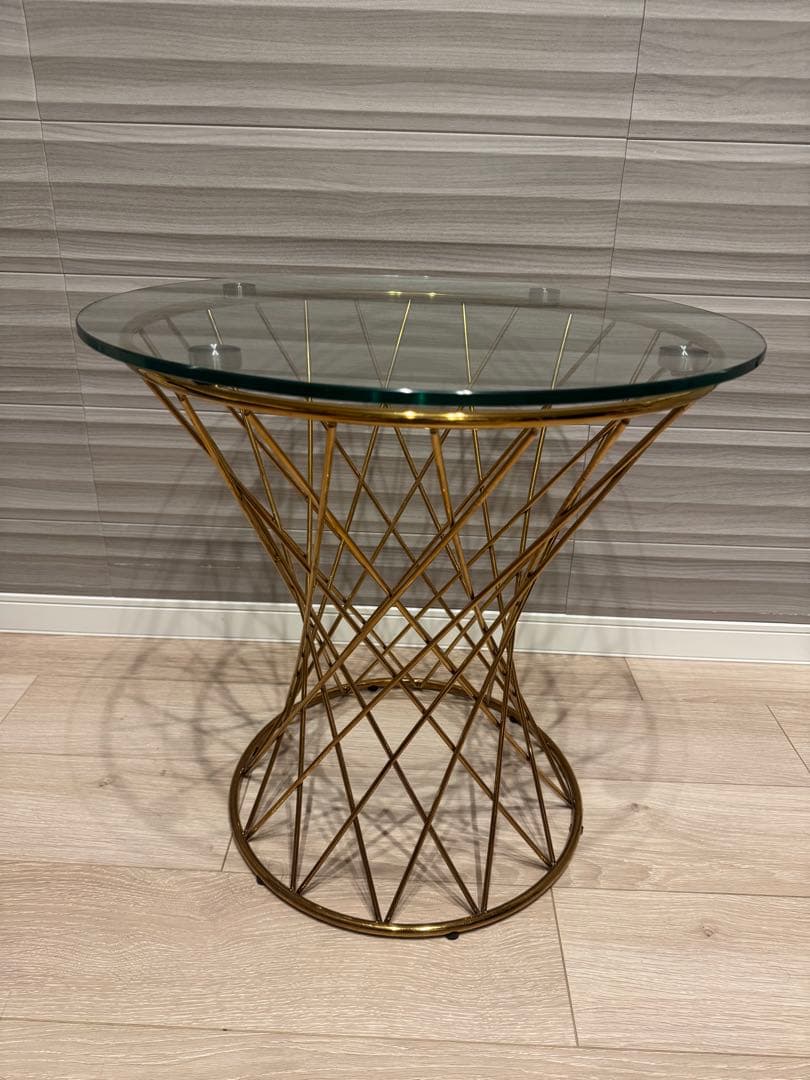 【美品】Francfrancマリア サイドテーブル クリア×ゴールド