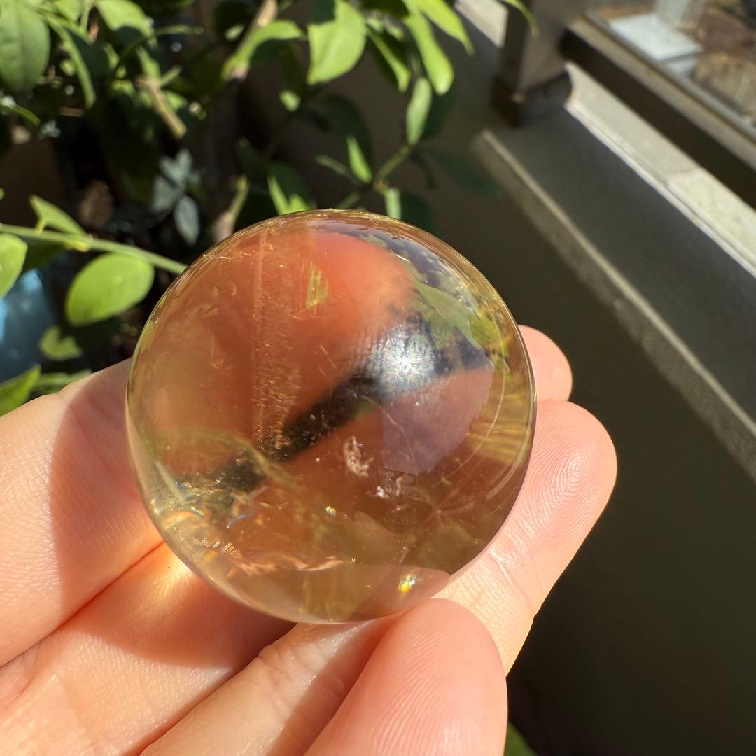 高品質　シトリン スフィア　台座付き　黄水晶　丸玉　36.2mm 非加熱　自然石