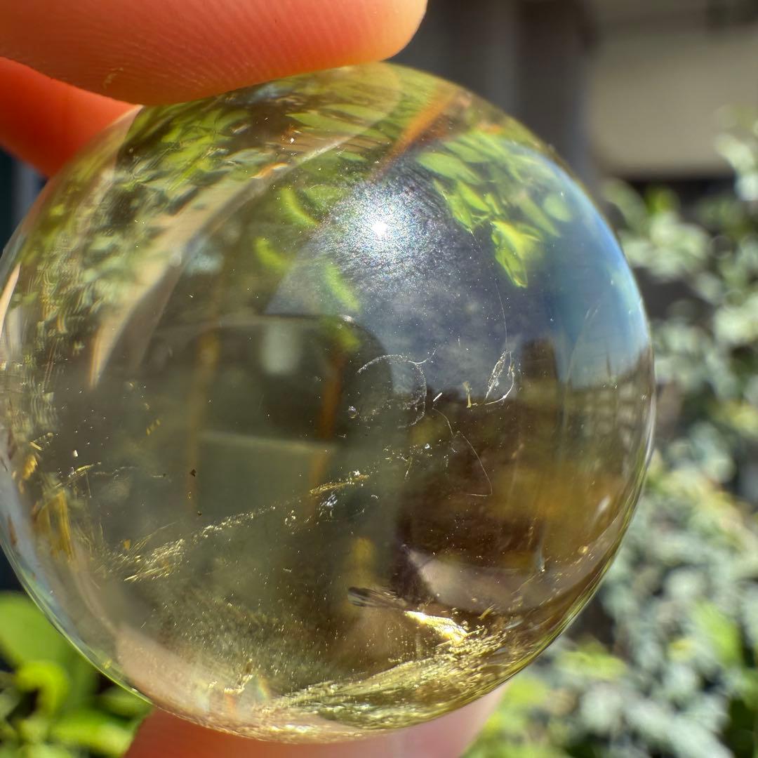 高品質　シトリン スフィア　台座付き　黄水晶　丸玉　36.2mm 非加熱　自然石