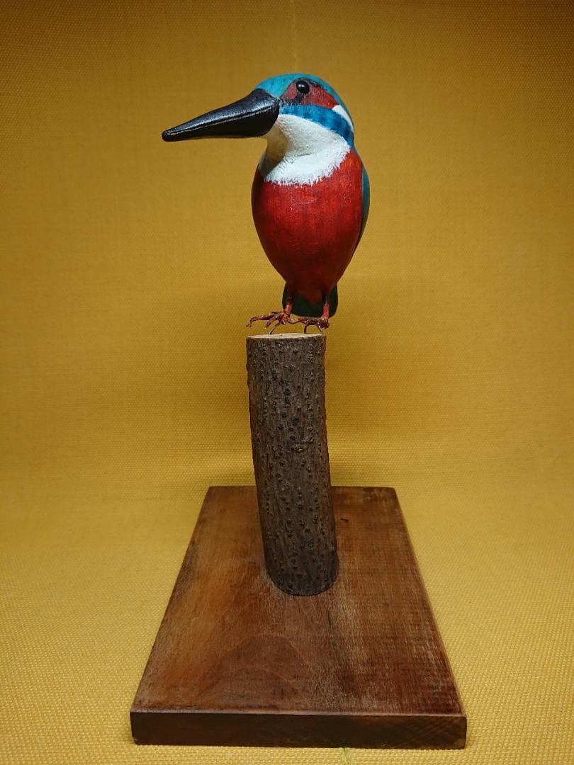 トリ　鳥　カワセミ　木彫　オブジェ　置物　インテリア　工芸品　美術品　A1430