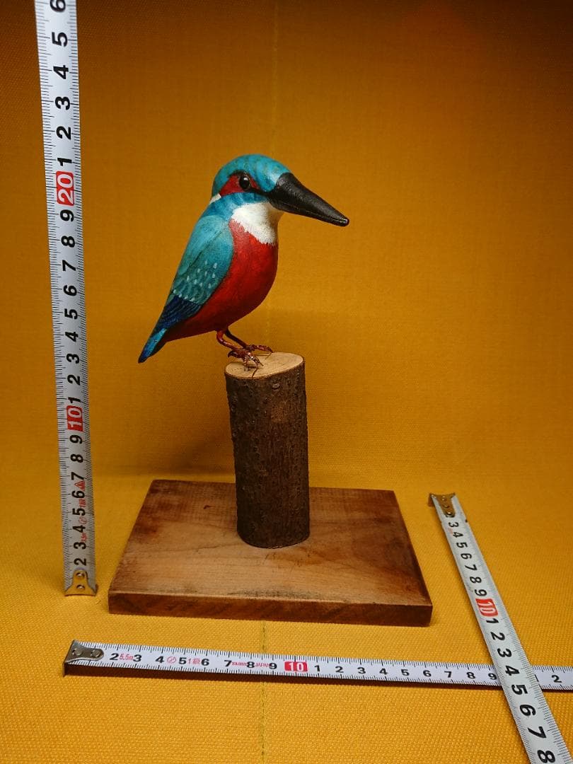 トリ　鳥　カワセミ　木彫　オブジェ　置物　インテリア　工芸品　美術品　A1430