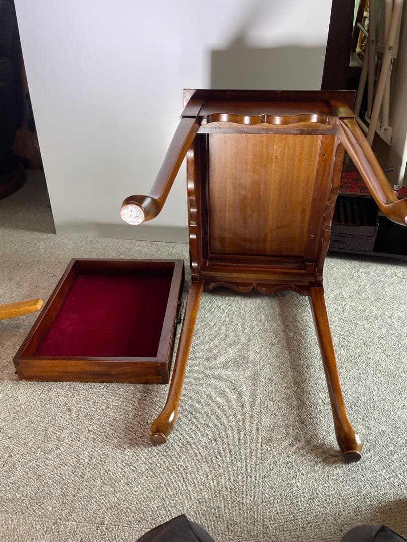 アンティーク風 サイドテーブル 木製 象嵌調 猫脚 クラシック ヨーロピアン家具