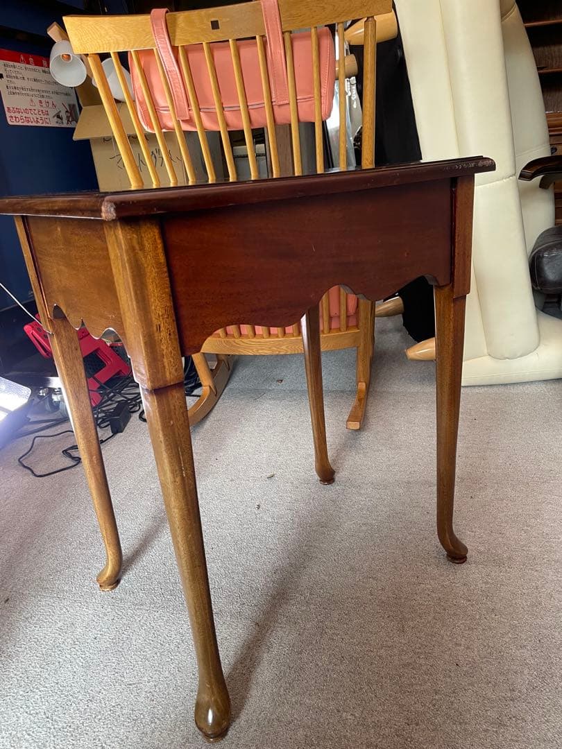 アンティーク風 サイドテーブル 木製 象嵌調 猫脚 クラシック ヨーロピアン家具