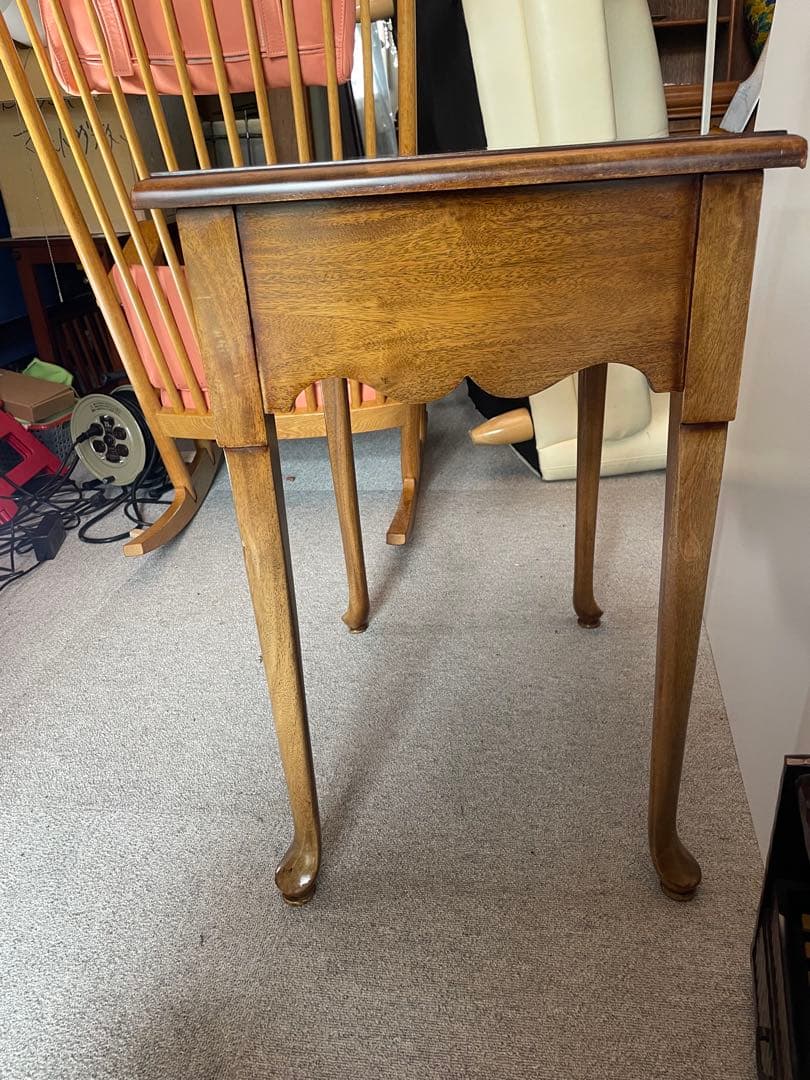 アンティーク風 サイドテーブル 木製 象嵌調 猫脚 クラシック ヨーロピアン家具