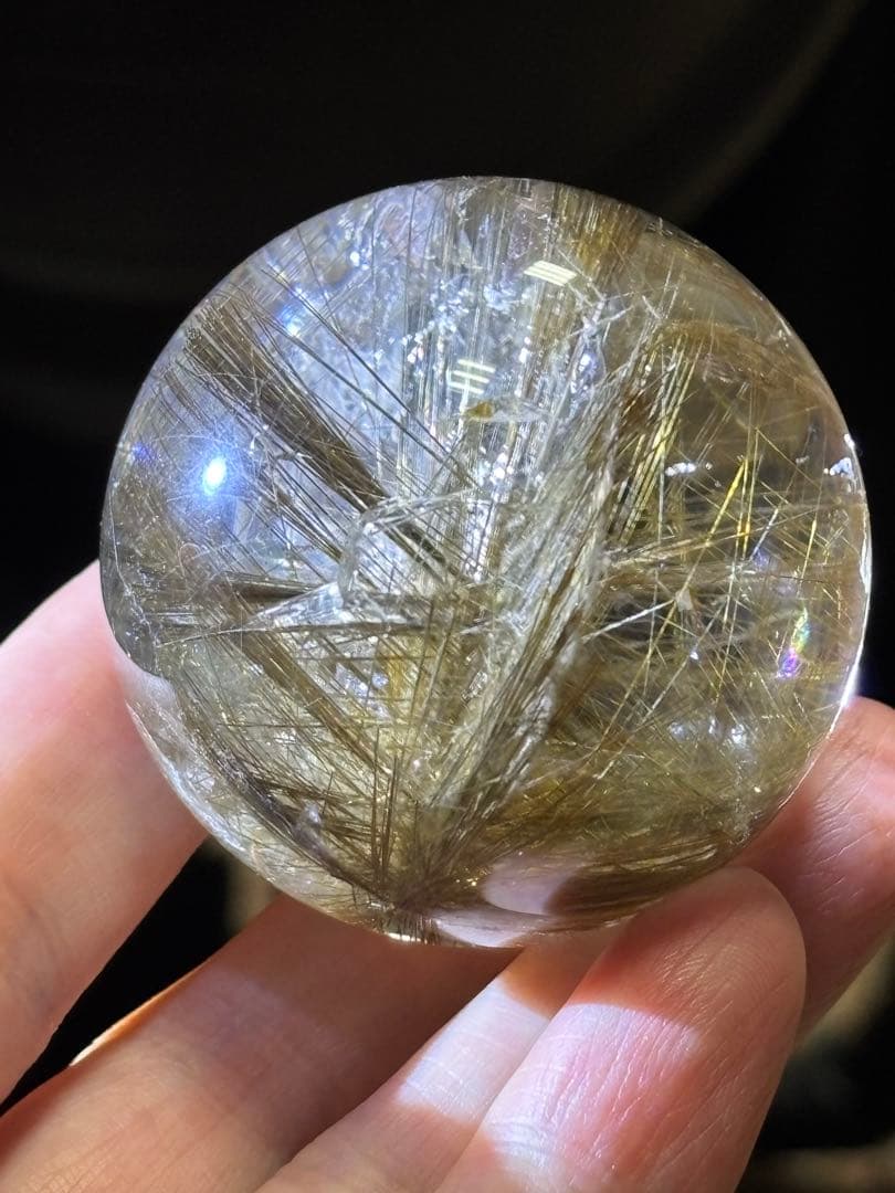 デビルルチルクォーツスフィア　ゴールドルチル&シルバールチル共生　4.73cm