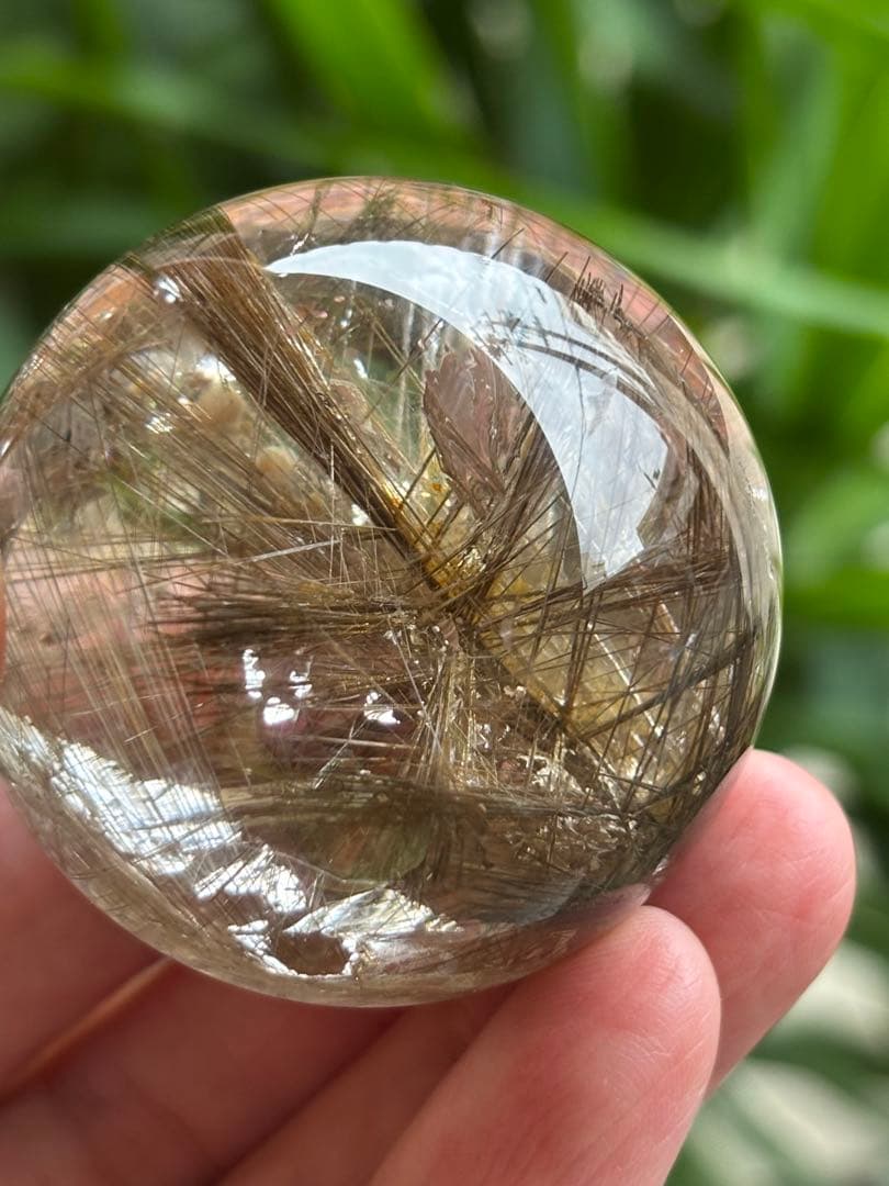 デビルルチルクォーツスフィア　ゴールドルチル&シルバールチル共生　4.73cm