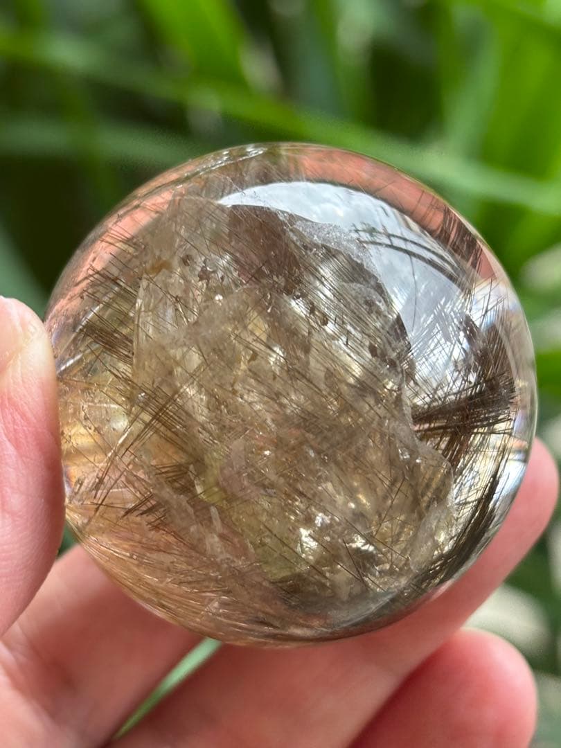 デビルルチルクォーツスフィア　ゴールドルチル&シルバールチル共生　4.73cm