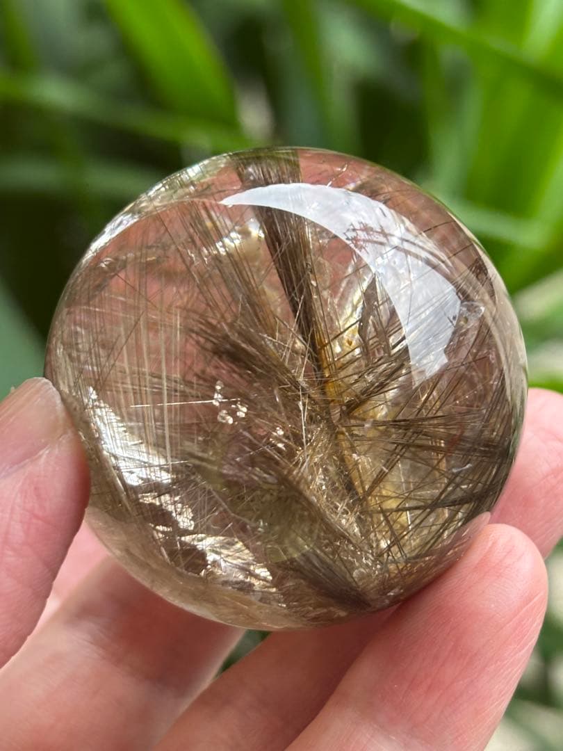 デビルルチルクォーツスフィア　ゴールドルチル&シルバールチル共生　4.73cm