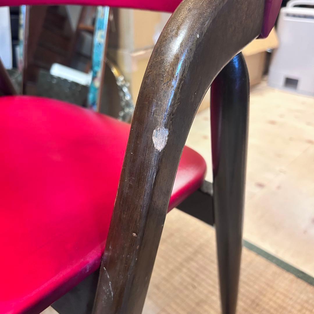 辻木工　曲木チェア 2脚セット 赤 レッド 木製 ダイニングチェア