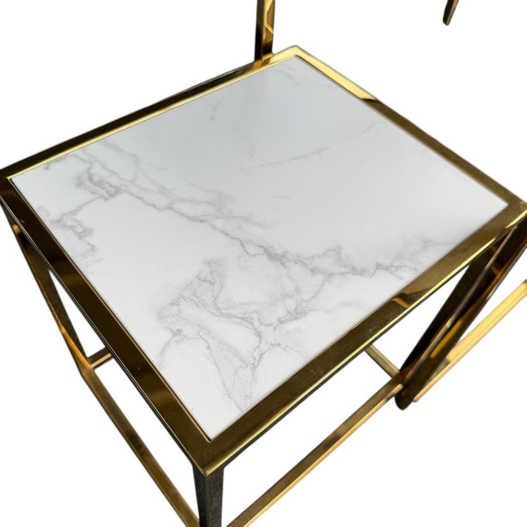 Francfranc レーヌ ネストテーブル2 マーブル×ゴールド 1118-1