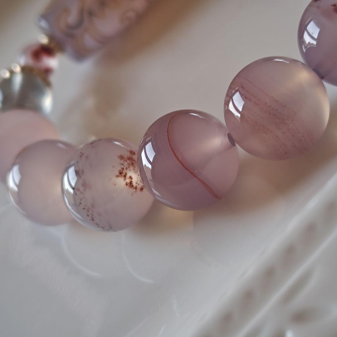 金線　如意蓮天珠とシナバーインカルセドニーのブレスレット