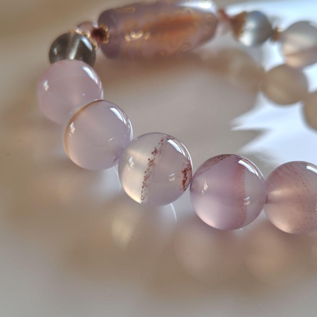 金線　如意蓮天珠とシナバーインカルセドニーのブレスレット