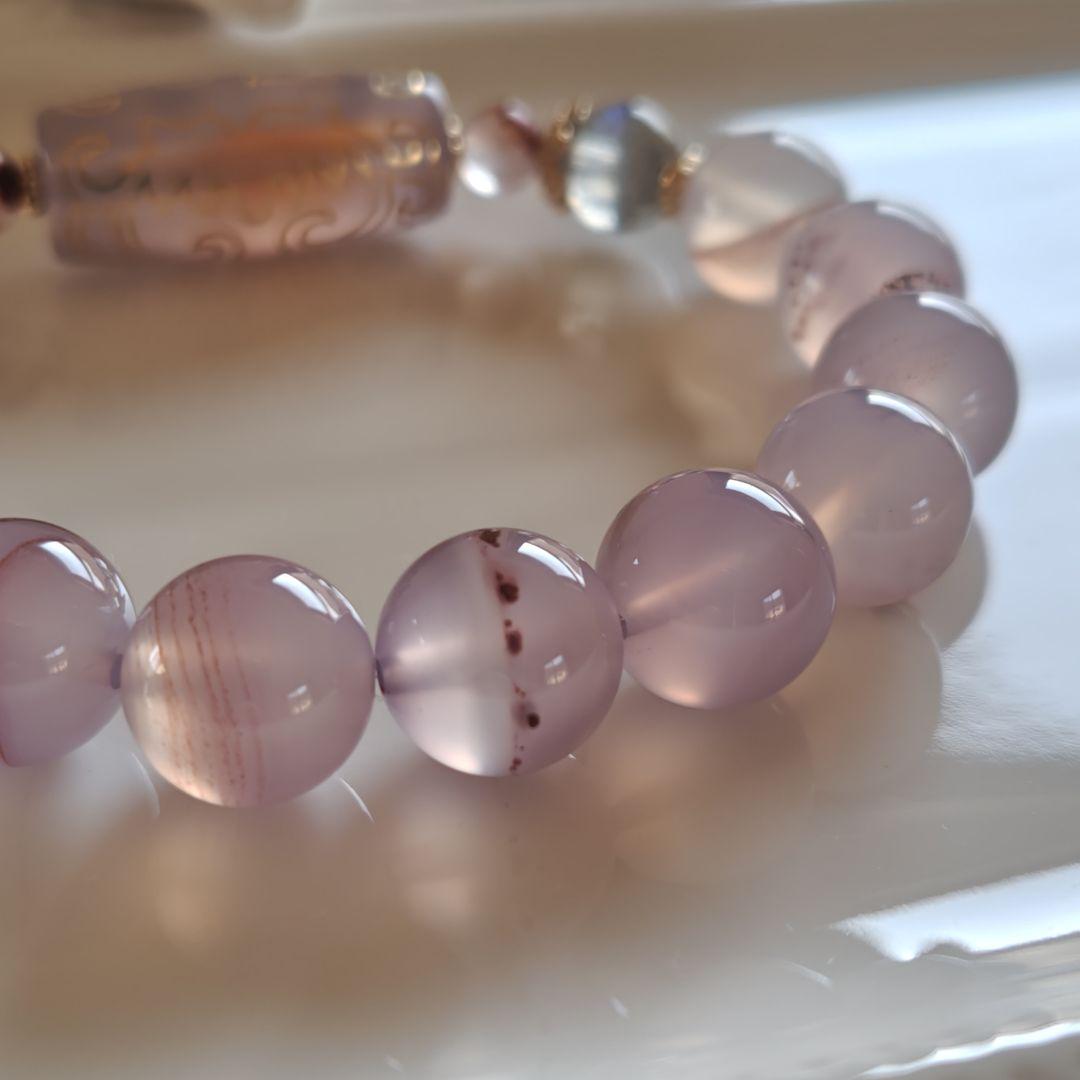 金線　如意蓮天珠とシナバーインカルセドニーのブレスレット