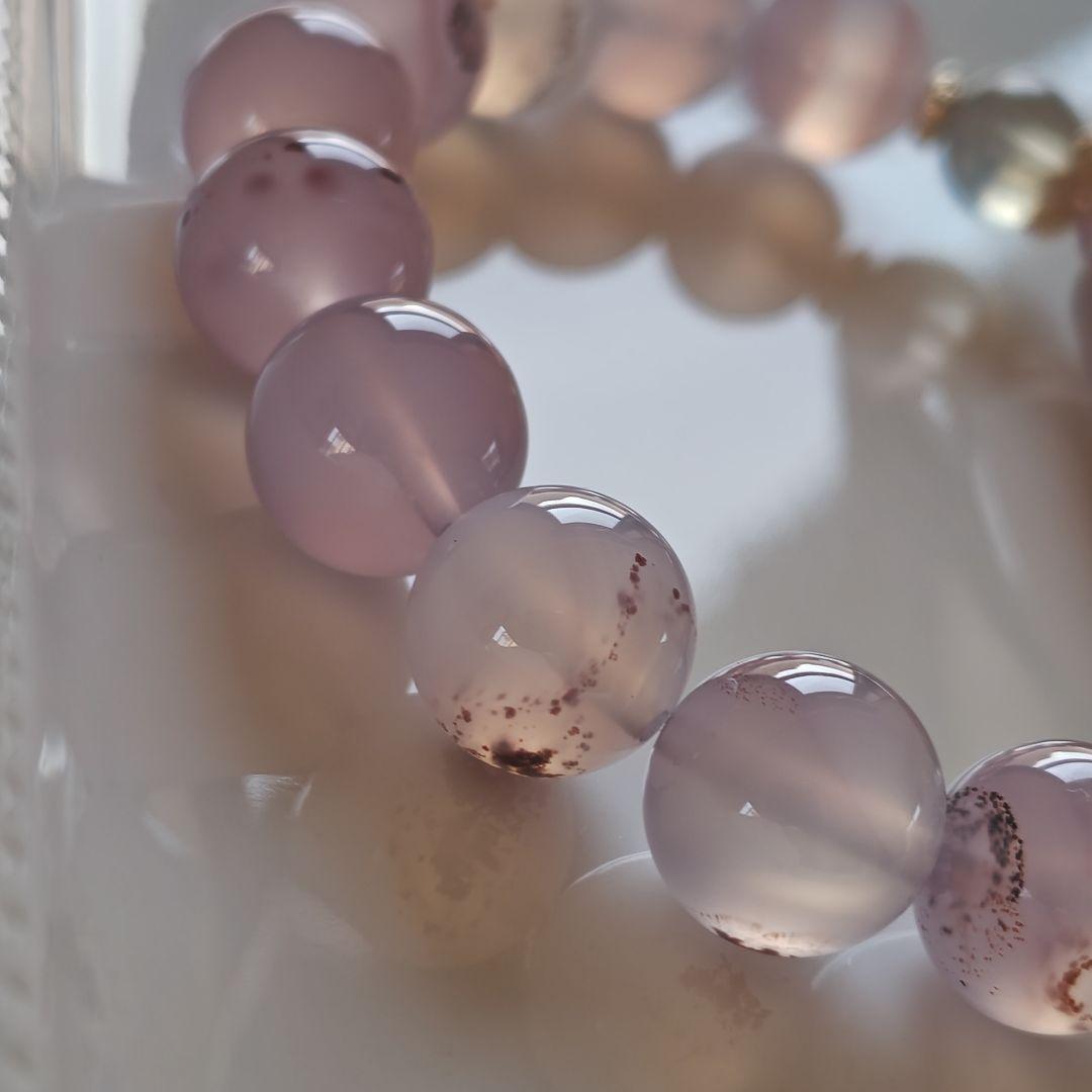 金線　如意蓮天珠とシナバーインカルセドニーのブレスレット