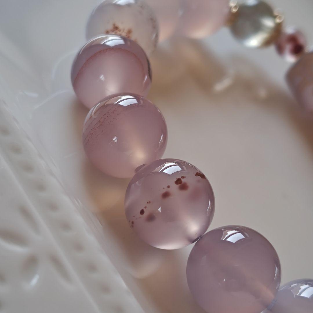 金線　如意蓮天珠とシナバーインカルセドニーのブレスレット